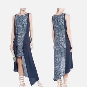 BCBGMaxAzria Navy and Gray High Low Dress